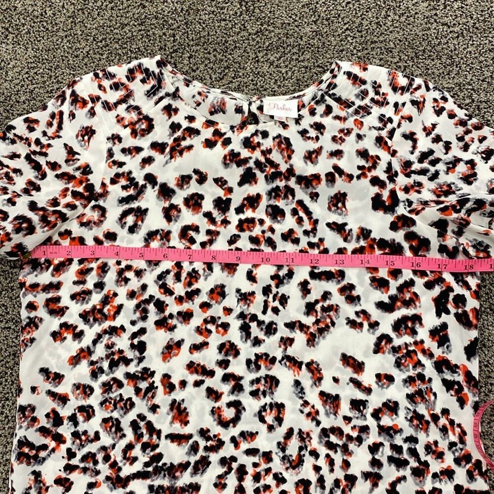 PARKER XS 100% Silk Colorful Animal Print Short Cropped Boxy Blouse Festival Top - Picture 13 of 16